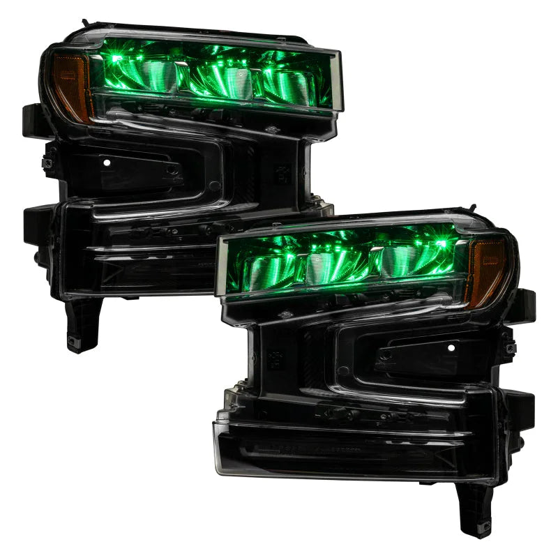 Oracle 19-21 Silverado/Sierra 1500 RGB Demon Eye Headlight Kit - w/o Controller - Installation View