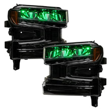 Load image into Gallery viewer, Oracle 19-21 Silverado/Sierra 1500 RGB Demon Eye Headlight Kit - w/o Controller - Installation View