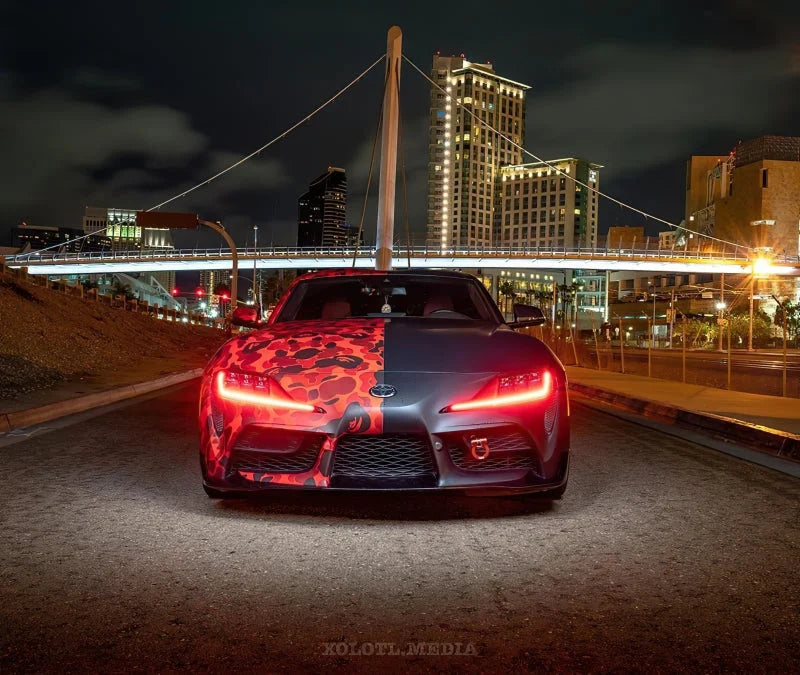 Oracle 20-21 Toyota Supra GR RGB+A Headlight DRL Upgrade Kit - ColorSHIFT w/o Controller - Side View