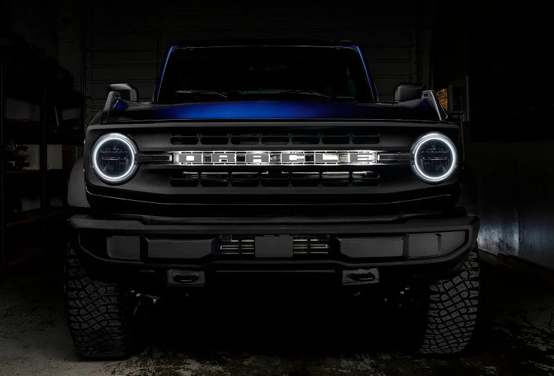 Oracle 2021 Ford Bronco Base Headlight LED Halo Kit - White - Installation View