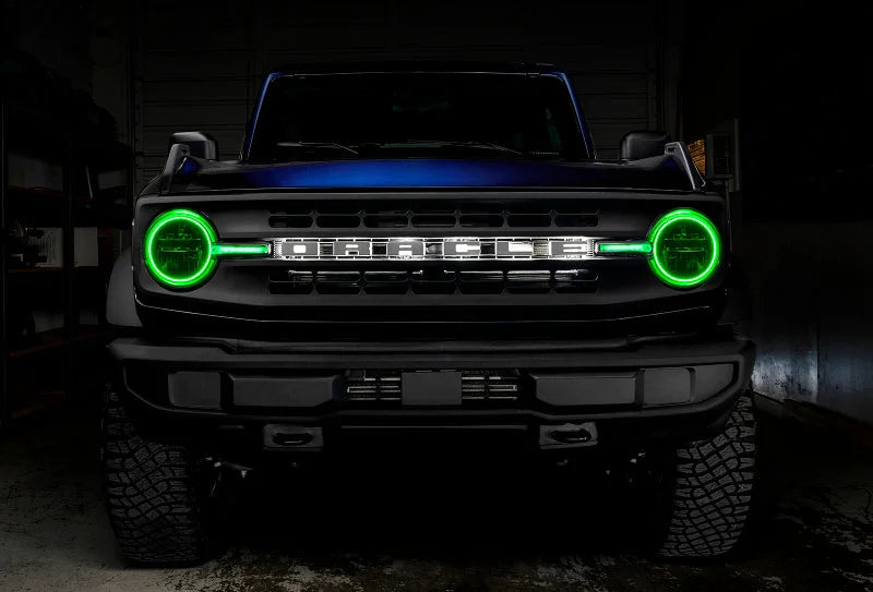Oracle 21-22 Ford Bronco Headlight Halo Kit w/DRL Bar - Base Headlights -w/RF Controller - Back View