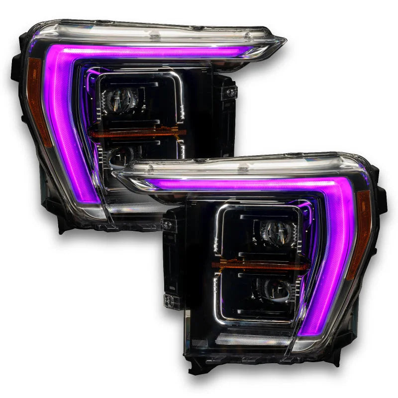 Oracle 21-22 Ford F-150 ColorSHIFT RGB+W Headlight DRL Upgrade Kit w/ RF Controller - Installation View