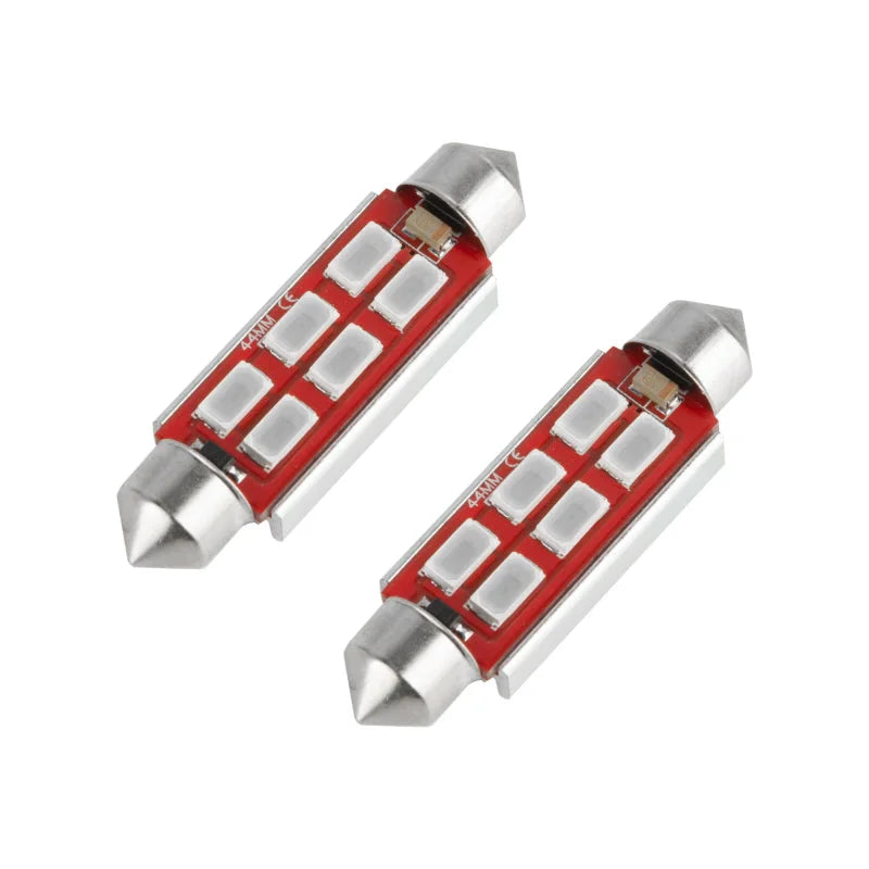 Oracle 44MM 6 LED 3-Chip Festoon Bulbs (Pair) - Red - Back View