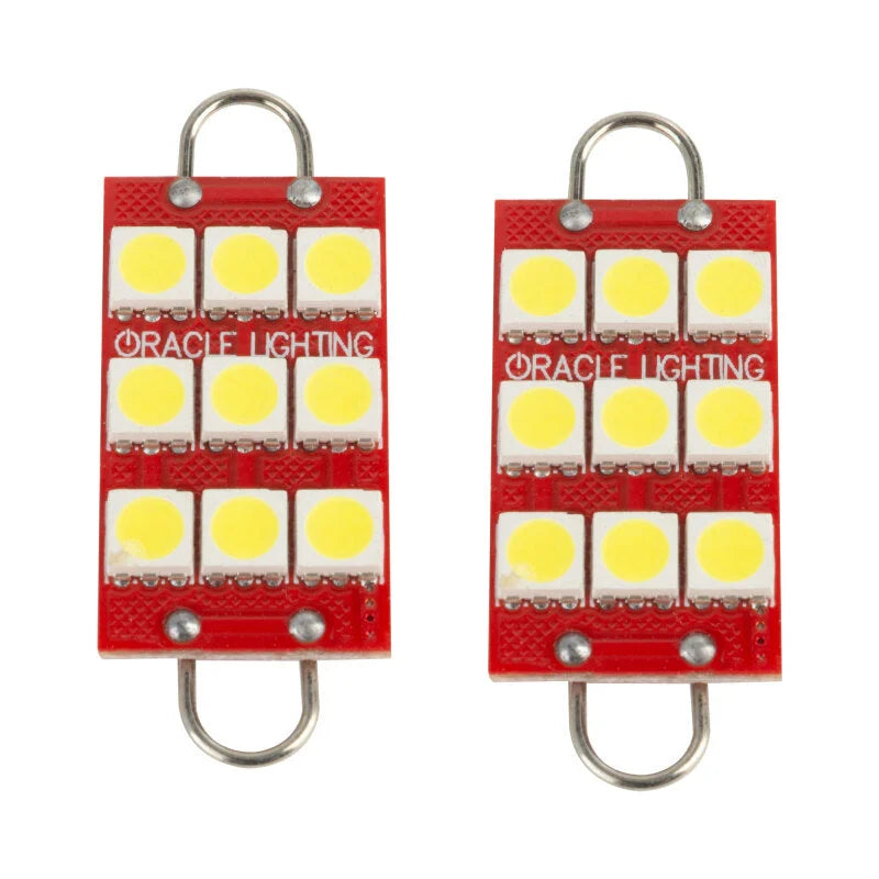 Oracle 44MM 6 LED 3 Chip - Loop Festoon Bulbs (Pair) - White - Back View