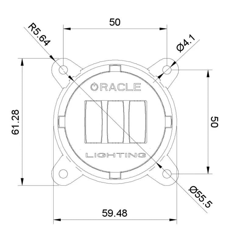 Oracle 60mm 15W Fog Beam LED Emitter - 3000K - Back View