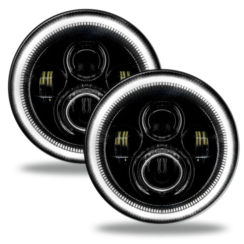 Oracle 7in High Powered LED Headlights - Black Bezel - White - Main Product View