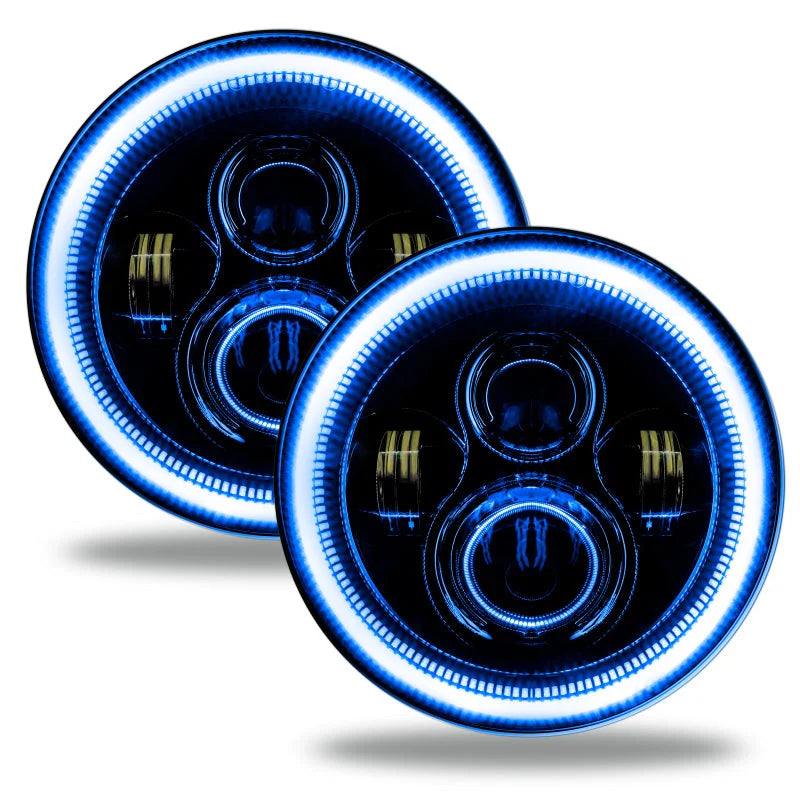 Oracle 7in High Powered LED Headlights - Black Bezel - Blue - Additional View 6