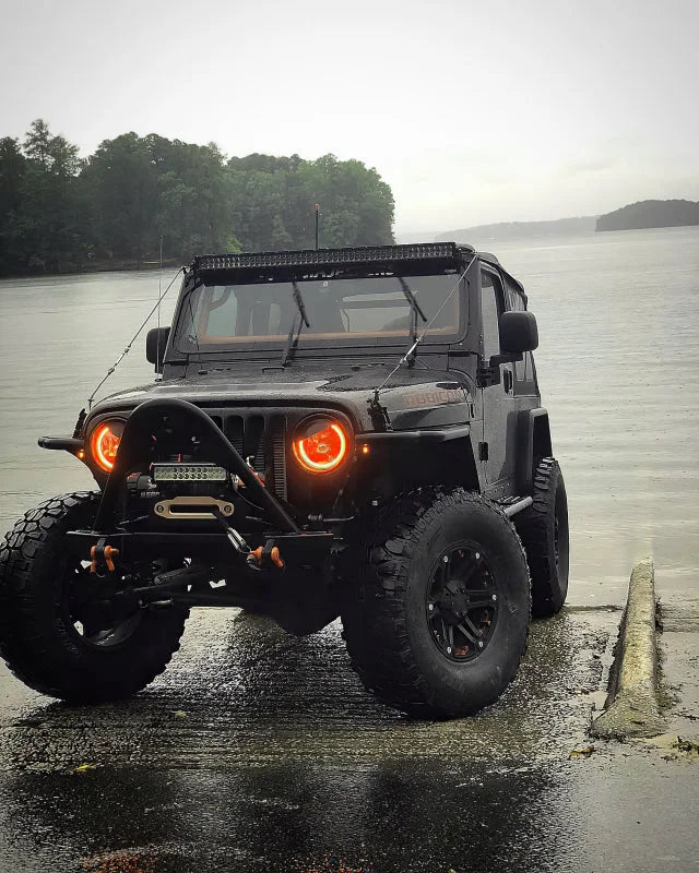 Oracle 7in High Powered LED Headlights - Black Bezel - ColorSHIFT 2.0 - Back View
