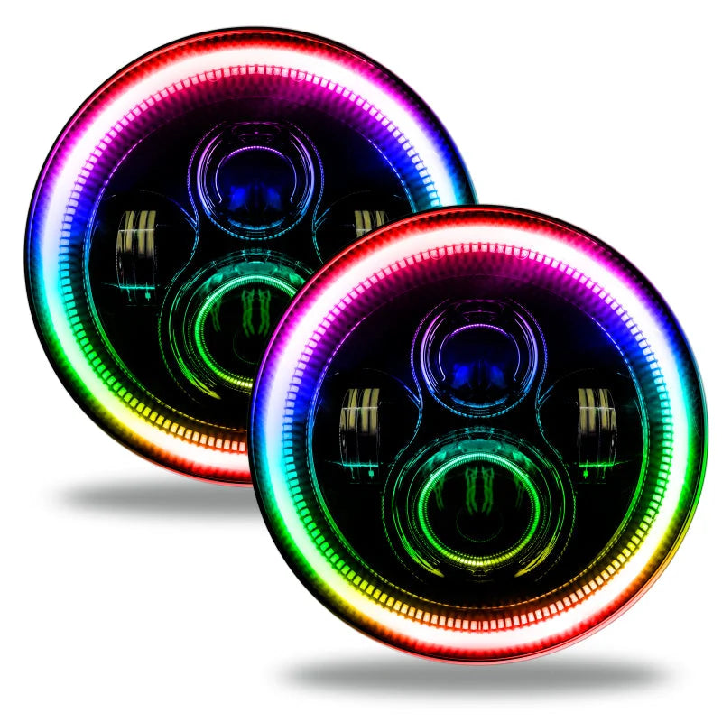 Oracle 7in High Powered LED Headlights - Black Bezel - ColorSHIFT No Controller - Main Product View