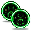 Load image into Gallery viewer, Oracle 7in High Powered LED Headlights - Black Bezel - Green - Main Product View