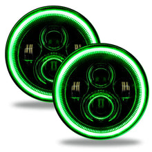 Load image into Gallery viewer, Oracle 7in High Powered LED Headlights - Black Bezel - Green - Main Product View