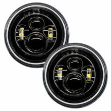 Load image into Gallery viewer, Oracle 7in High Powered LED Headlights - Black Bezel - Green - Back View