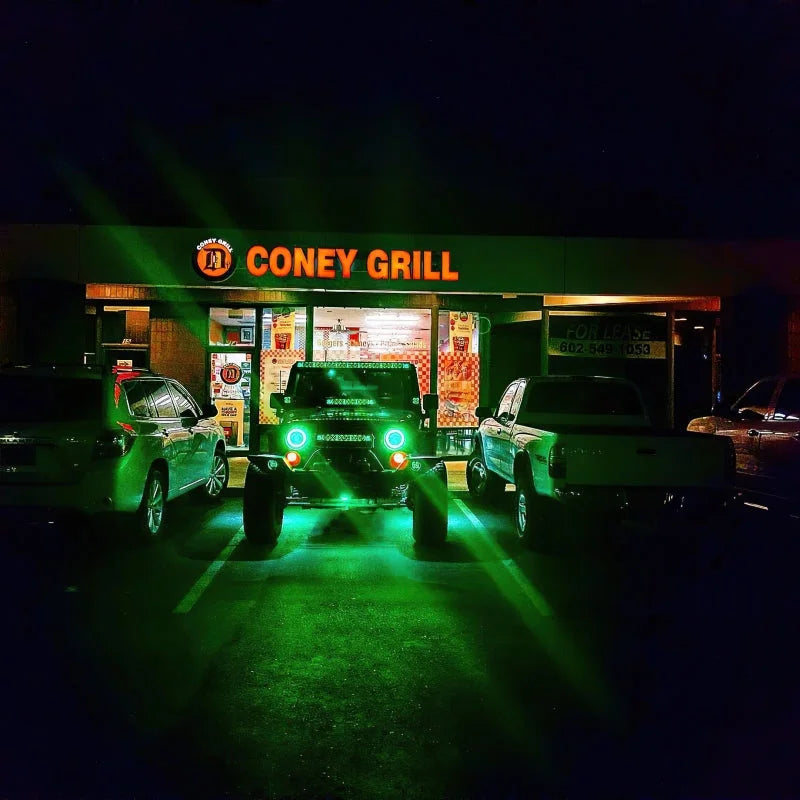 Oracle 7in High Powered LED Headlights - Black Bezel - Green - Installation View