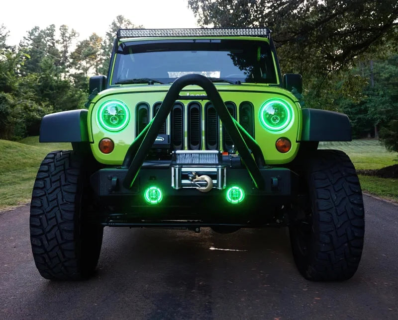 Oracle 7in High Powered LED Headlights - Black Bezel - Green - Additional View 7