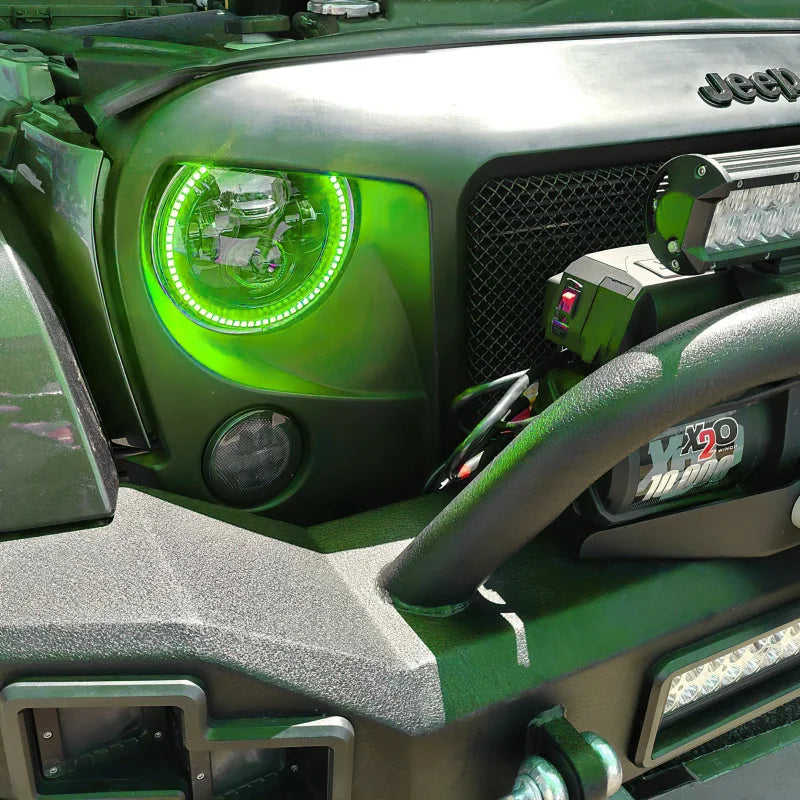 Oracle 7in High Powered LED Headlights - Black Bezel - Green - Additional View 8
