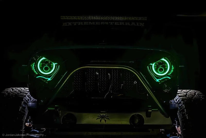 Oracle 7in High Powered LED Headlights - Black Bezel - Green - Additional View 9