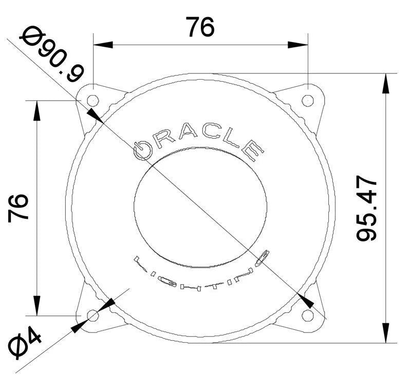 Oracle 95mm 15W High Beam LED Emitter - 6000K - Side View