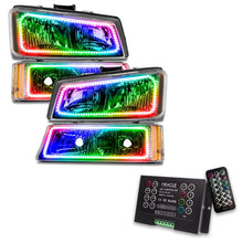 Load image into Gallery viewer, Oracle Chevrolet Silverado 03-06 Square Halo Kit - ColorSHIFT w/ 2.0 Controller - Installation View