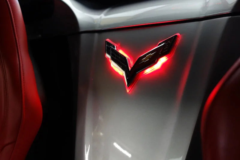 Oracle Corvette C7 Rear Illuminated Emblem - Red - Side View
