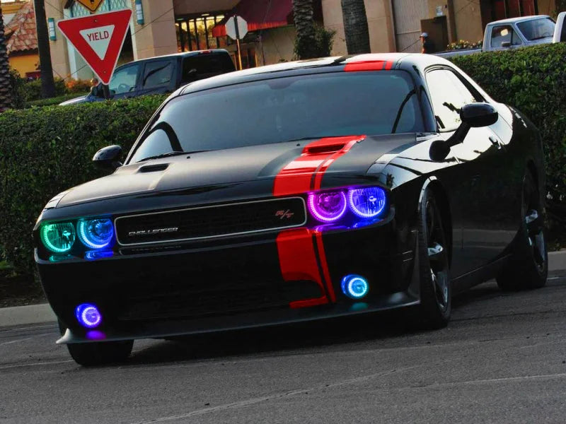 Oracle Dodge Challenger 08-14 LED Waterproof Halo Kit - ColorSHIFT w/o Controller - Side View