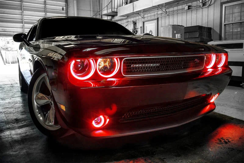 Oracle Dodge Challenger 08-14 LED Waterproof Halo Kit - Red - Installation View