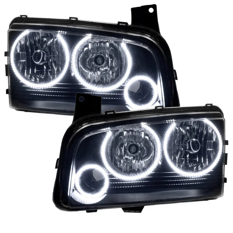 Oracle Dodge Charger 05-10 LED Triple Ring Halo Kit - White - Side View
