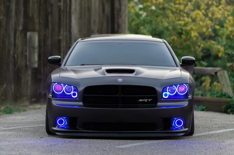 Oracle Dodge Charger 05-10 LED Triple Ring Halo Kit - White - Installation View