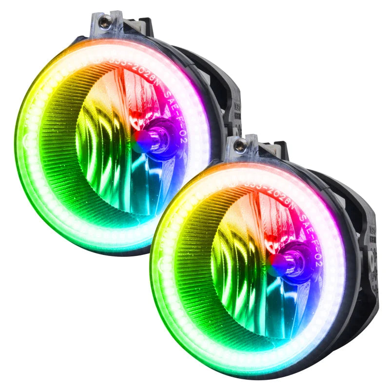 Oracle Dodge Charger 05-14 LED Waterproof Fog Halo Kit - ColorSHIFT - Installation View
