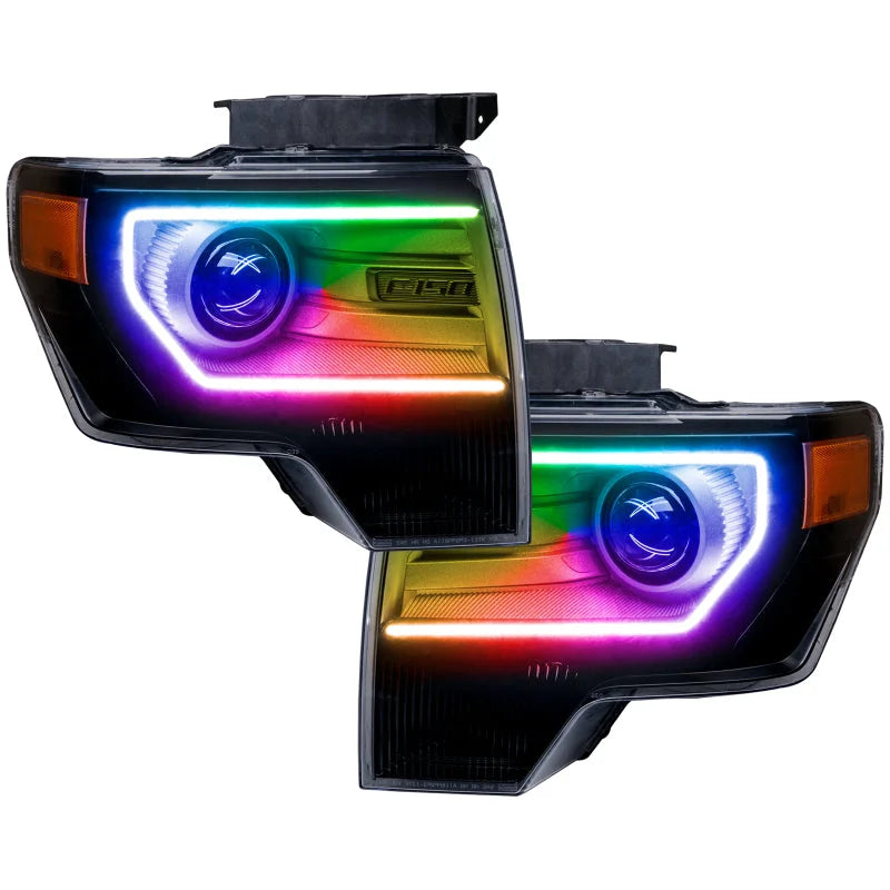 Oracle Ford F-150/Raptor 09-14 Perimeter Halo Kit - ColorSHIFT w/ BC1 Controller - Back View