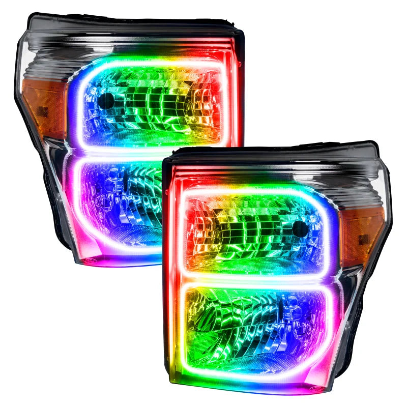 Oracle Ford F250/350 11-16 Dynamic Halo Kit - Square Ring Design - ColorSHIFT - Dynamic - Back View