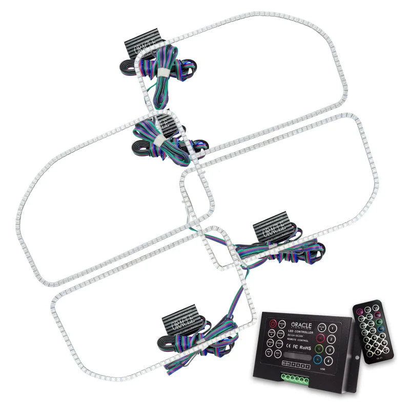 Oracle Ford F250/350 11-16 Halo Kit (Square Ring Design) - ColorSHIFT w/ 2.0 Controller - Main Product View