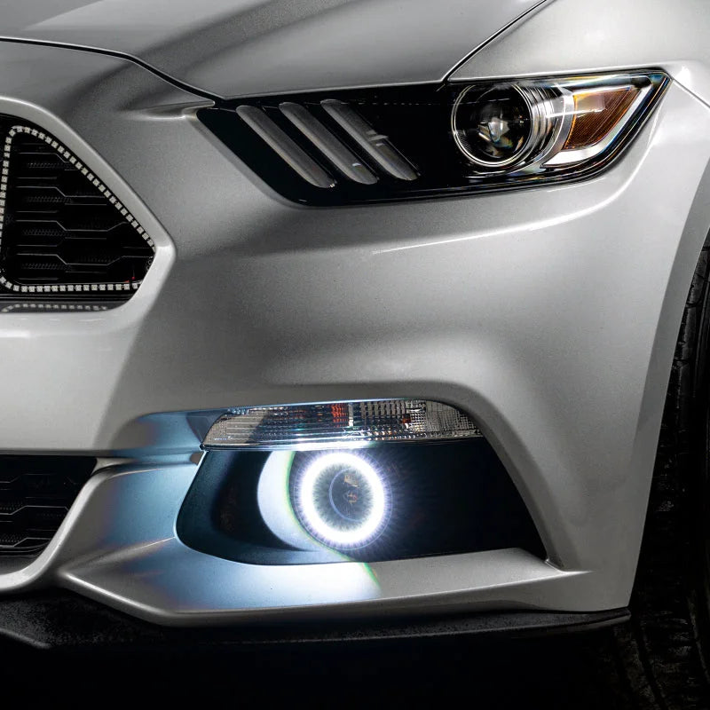 Oracle Ford Mustang 15-20 WP LED Projector Fog Halo Kit - ColorSHIFT - Side View