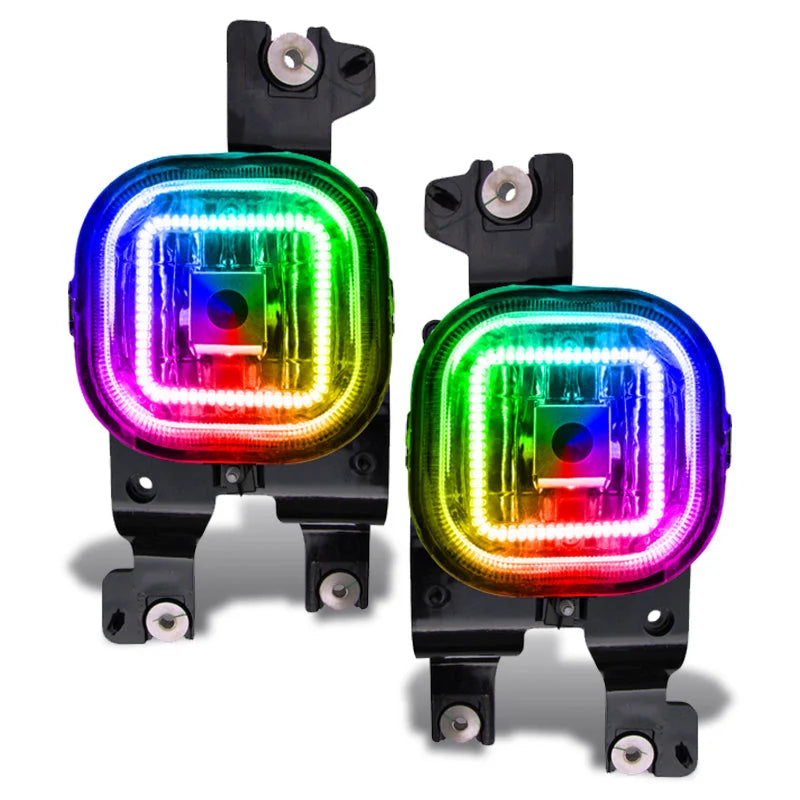 Oracle Ford Superduty 08-10 LED Fog Light Halo Kit - ColorSHIFT w/o Controller - Side View
