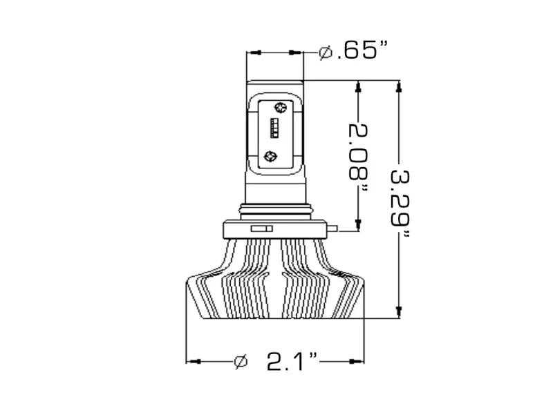 Oracle H10 4000 Lumen LED Headlight Bulbs (Pair) - 6000K - Side View