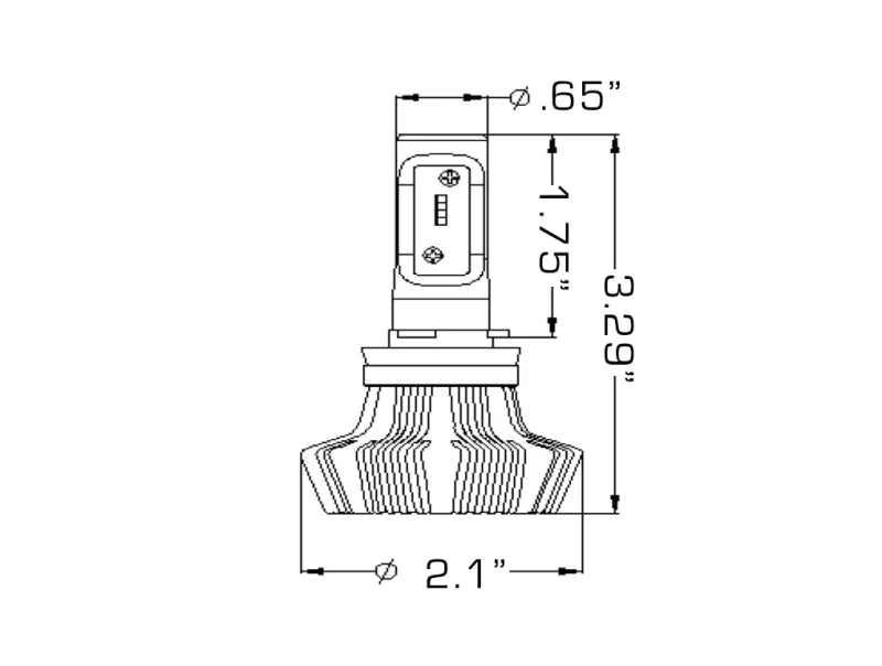 Oracle H16 4000 Lumen LED Headlight Bulbs (Pair) - 6000K - Side View