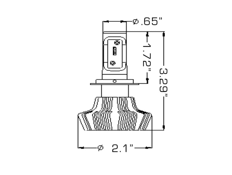 Oracle H7 4000 Lumen LED Headlight Bulbs (Pair) - 6000K - Back View