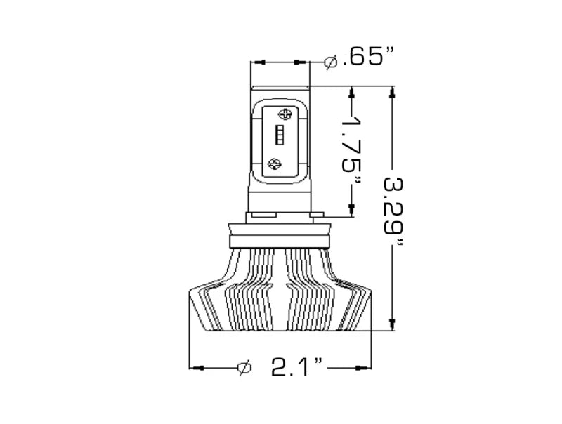 Oracle H8 4000 Lumen LED Headlight Bulbs (Pair) - 6000K - Side View