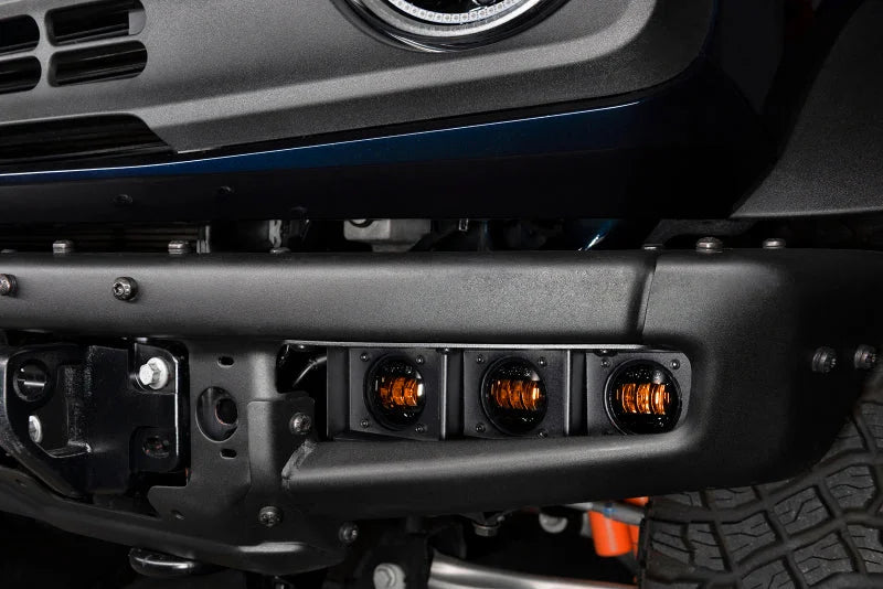 Oracle High 21-22 Ford Bronco Triple LED Fog Light kit for Steel Bumper - Installation View