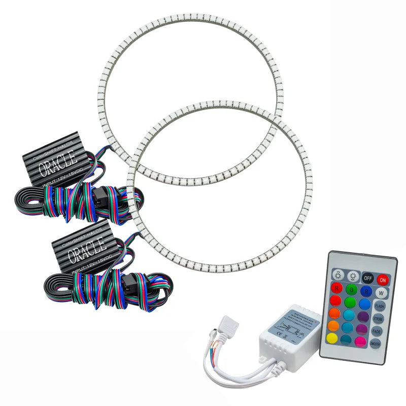 Oracle Jeep Wrangler JK 07-17 LED Waterproof Halo Kit - ColorSHIFT w/ Simple Controller - Main Product View