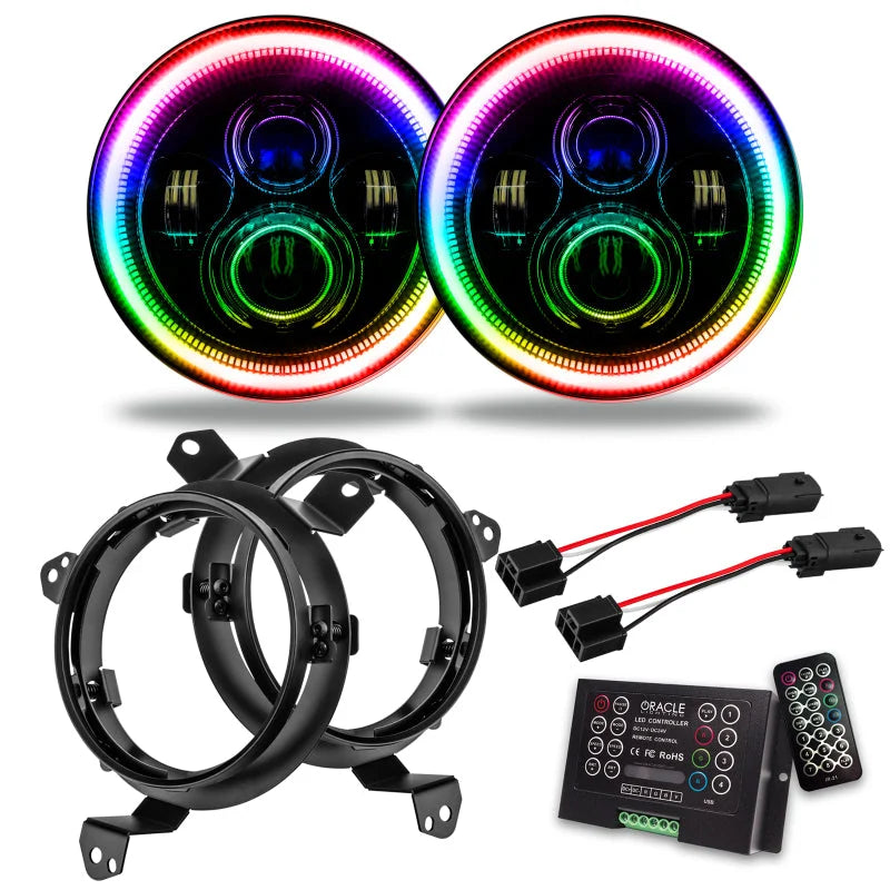 Oracle Jeep Wrangler JL/Gladiator JT 7in. High Powered LED Headlights (Pair) - 2 - Main Product View