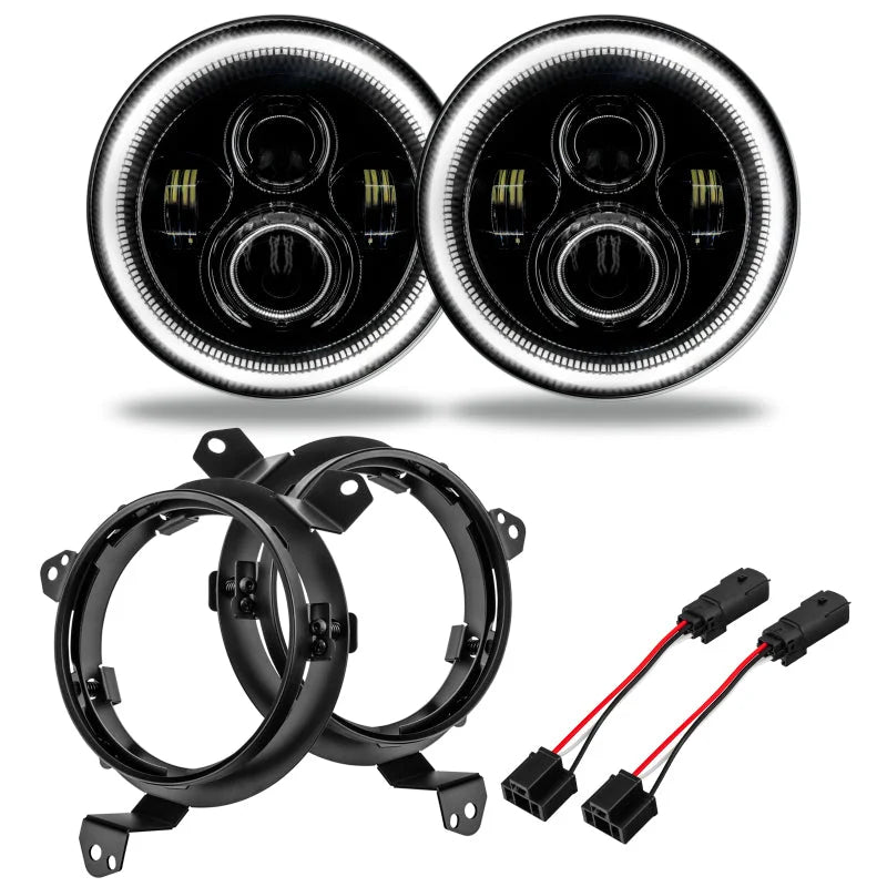 Oracle Jeep Wrangler JL/Gladiator JT 7in. High Powered LED Headlights (Pair) - White - Main Product View