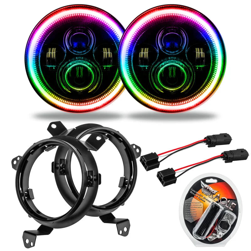 Oracle Jeep Wrangler JL/Gladiator JT 7in. High Powered LED Headlights (Pair) ColorSHIFT - Main Product View