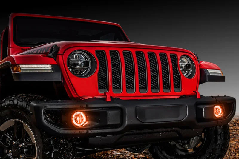 Oracle Jeep Wrangler JL/Gladiator JT LED Surface Mount Fod Light Halo Kit - Amber - Back View