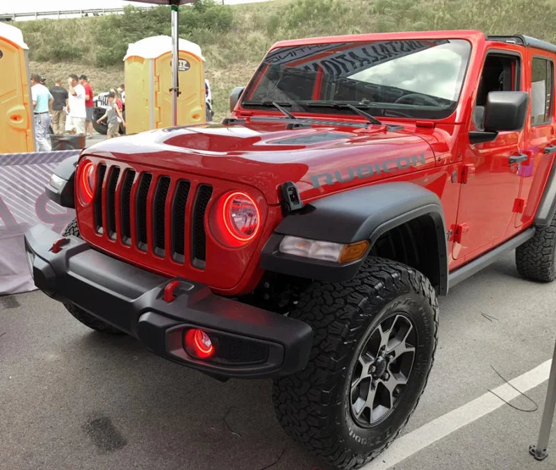 Oracle Jeep Wrangler JL/Gladiator JT LED Surface Mount Fog Light Halo Kit - ColorSHIFT - Side View