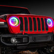Load image into Gallery viewer, Oracle Jeep Wrangler JL/Gladiator JT LED Surface Mount Headlight Halo Kit ColorSHIFT 2 - Installation View