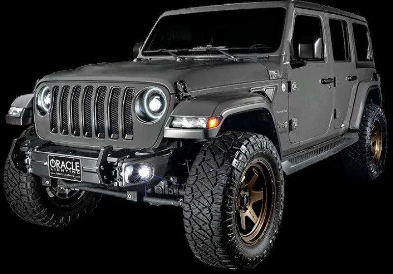 Oracle Jeep Wrangler JL/Gladiator JT Sport High Performance W LED Fog Lights - White - Side View