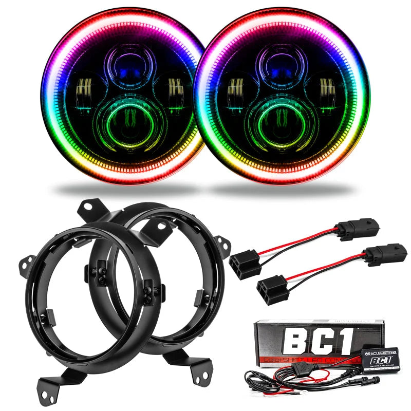 Oracle Jeep Wrangler JL/JT 7in. High Powered LED Headlights (Pair) - w/ BC1 Controller - Main Product View