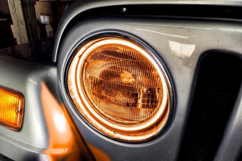 Oracle Jeep Wrangler TJ 97-06 LED Waterproof Halo Kit - Amber - Side View
