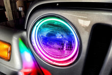 Load image into Gallery viewer, Oracle Jeep Wrangler TJ 97-06 LED Waterproof Halo Kit - ColorSHIFT w/ Simple Controller - Side View