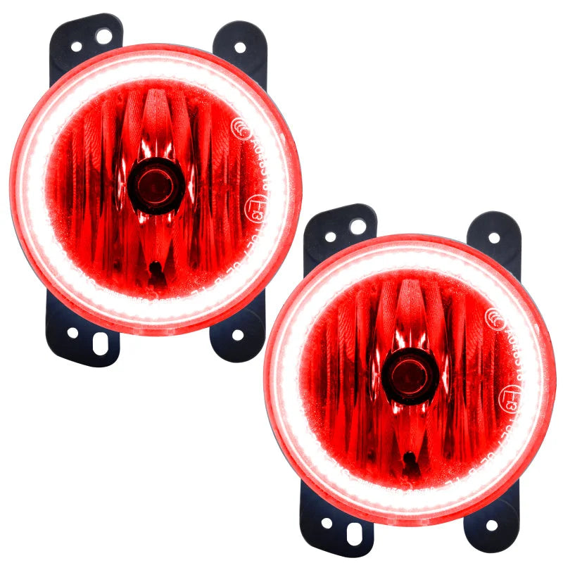 Oracle Lighting 10-15 Jeep Wrangler JK Pre-Assembled LED Halo Fog Lights -Red - Main Product View